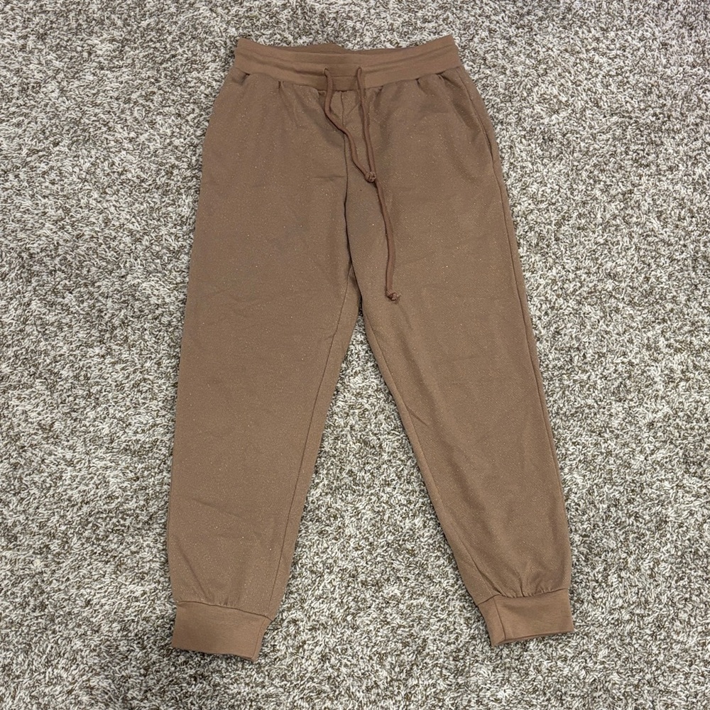 NWOT - ALYA Tan with Gold Joggers